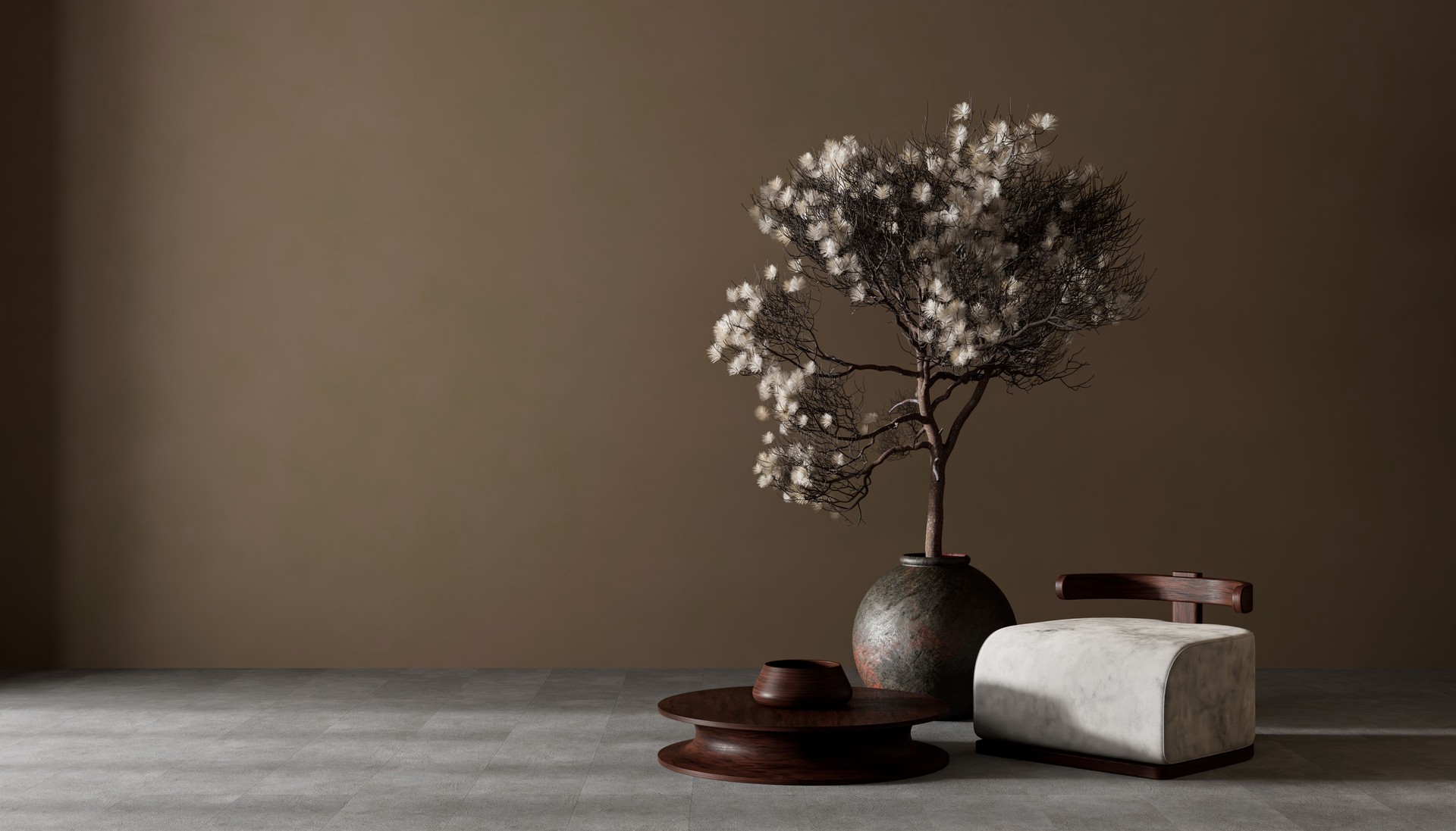 living room interior mock up with modern furnitures. Empty wall mock up in modern interior design. 3D illustration living room interior mock up with modern furnitures. Empty wall mock up in modern interior design. 3D illustration